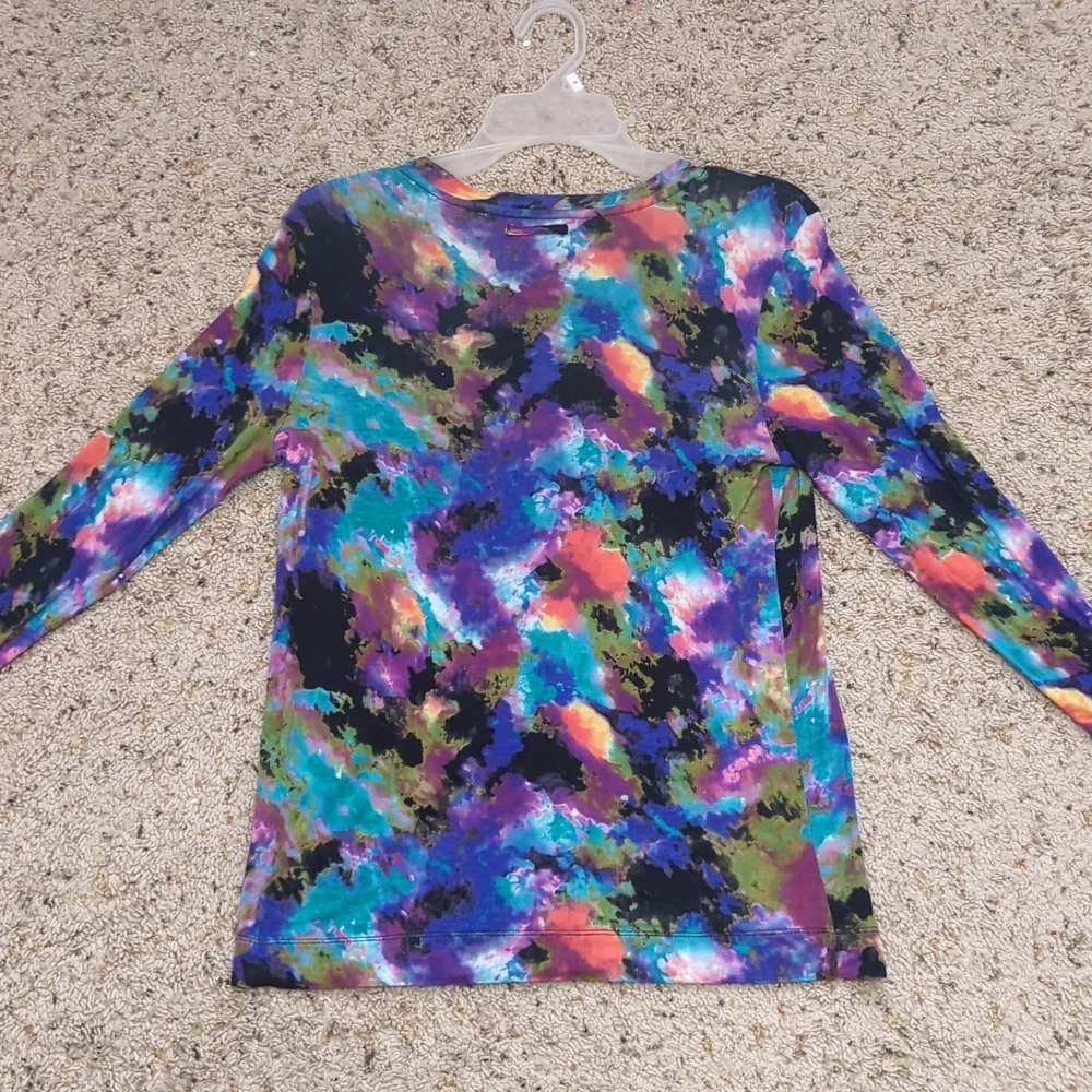 Vera Wang long sleeve tie dye multicolor top medium - Picture 2 of 7